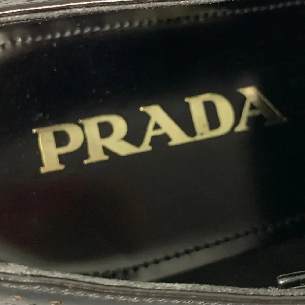 PRADA Size 9 Black Perforated Leather Lace Up Lace Up Shoes